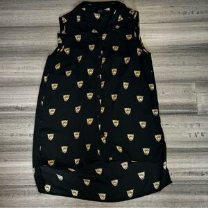 Black Blouse with Cheetahs
